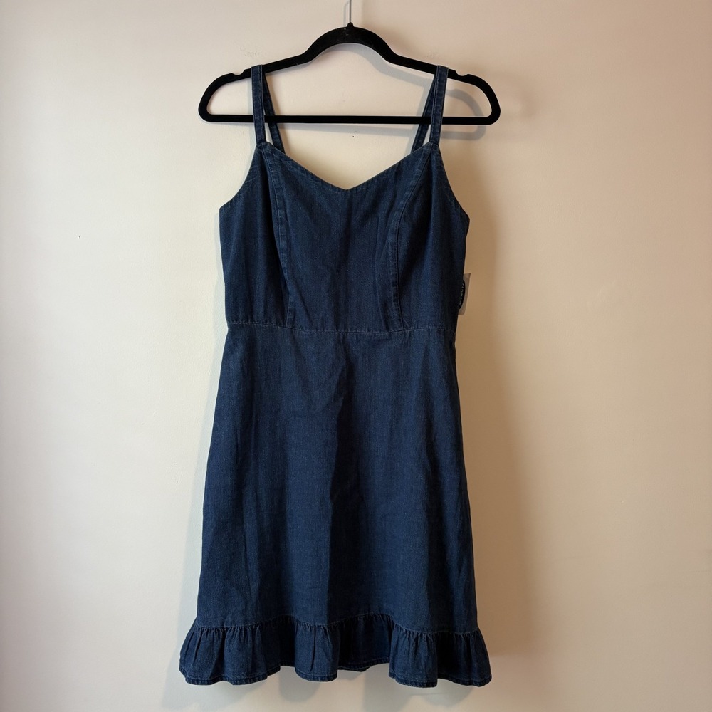 NWT Old Navy Denim Ruffle Hem Dress S Western Coastal Cowgirl Cottagecore Cotton
